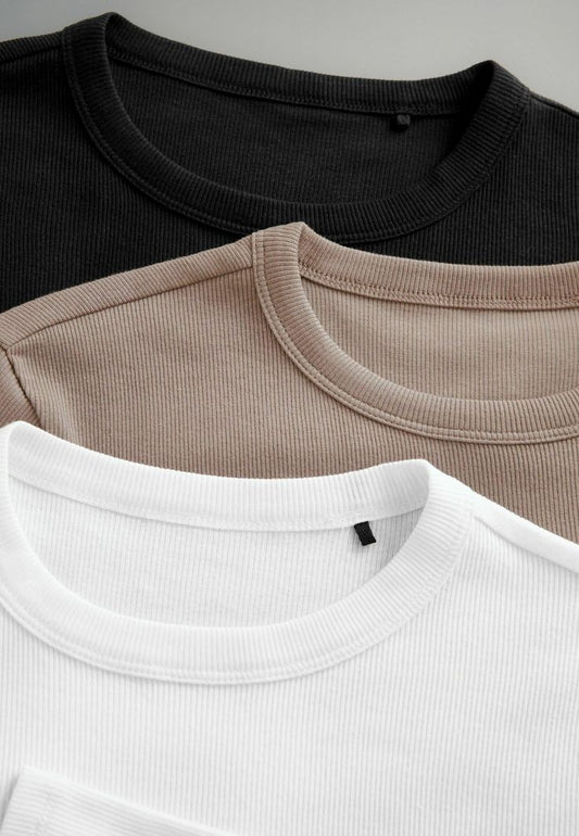 pack of three Drop Shoulder white Brown black plain oversized dropshoulder classic Collection by Alif Zair
